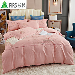 杉杉家纺磨毛纯棉刺绣四件套全棉加厚保暖床单被套绣花床上用品