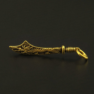 黄铜钥匙扣创意纯铜手工汽车挂件饰品龙纹大刀个性礼品精致复古潮