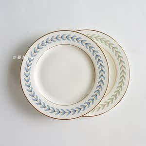 ins 北欧创意野餐花边陶瓷餐盘金边复古网红盘子甜品盘西餐盘摆件