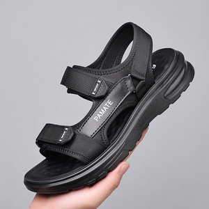 增高气垫真皮凉鞋男夏天新款防滑青少年运动休闲露趾沙滩鞋凉拖鞋