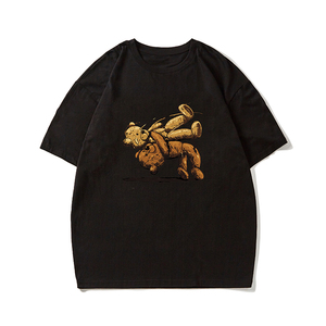 港风潮牌宽松衣服ins短袖t恤夏季韩版烫画男生五分袖半袖休闲上衣