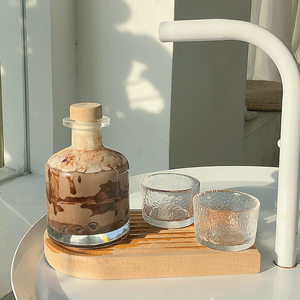 ins新款网红咖啡饮料瓶 木塞奶茶瓶子牛奶咖啡果汁杯创意透明套装