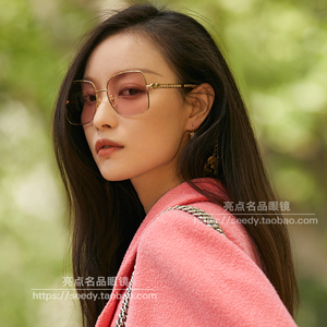 萧敬腾倪妮同款gucci墨镜迷链耳吊坠心形双gg0724s古驰太阳镜0721