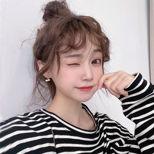 刘海假发女网红羊毛卷假头帘自然无痕蓬松泡面卷可爱泰迪卷刘海片