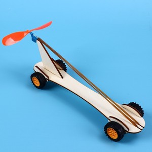 木制橡筋风力车橡皮筋动力小车 stem创客科技小制作发明DIY手工课