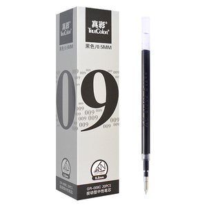 真彩按动中性笔笔芯0 5黑色按压式学生用碳素水笔摁动签字笔替芯
