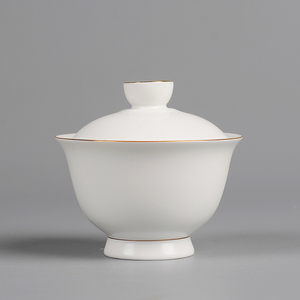 陶瓷盖碗小号 彼岸花开功夫茶具茶艺评茶无托泡茶碗白瓷单个茶杯