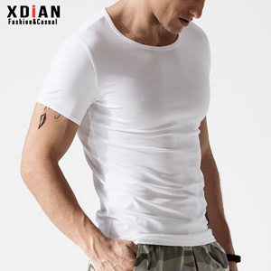 白色打底衫男短袖t恤纯棉运动修身紧身弹力贴身体桖内搭半袖夏季
