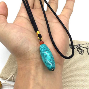 绿松石项链吊饰小众百搭首饰品天珠吊坠女生锁骨链脖子配饰毛衣链