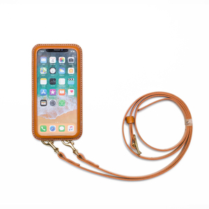 范玮琪同款适用于苹果iPhone12promax8plus纯手工真皮斜跨手机壳