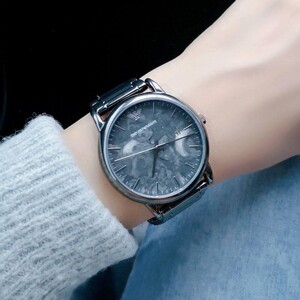 正品 armani 阿玛尼 简约大理石纹理表盘 钢带石英手表ar11155