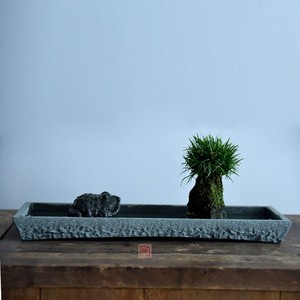 天然青石上水石底座盆整块枯山水底盆吸水假山水盆景浅盆古典石头