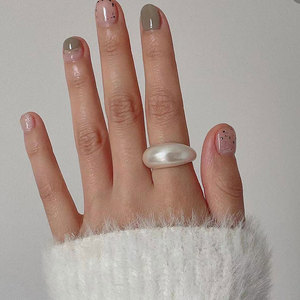 S925纯银手工磨砂宽面拉丝戒指素银女小众设计显白开口可调节食指