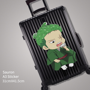 卡通路飞海贼王索隆行李箱贴纸旅行箱拉杆箱子墙壁装饰潮牌贴画