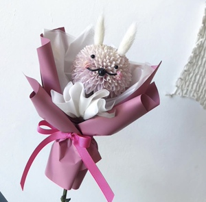 西岱岛花研社北京同城高端设计花店鲜花速递可爱 小兔子单支花束