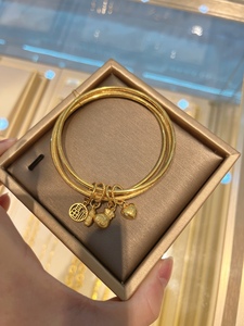 75百年福牌旗舰店天猫百年福牌古法黄金手镯实心足金999女款三生