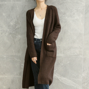20新款韩版时尚长款羊毛衫加厚针织开衫女休闲慵懒羊绒毛衣外套潮