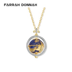Farrah Donnah法斗蓝色地球仪项链锁骨链小众轻奢送女友生日礼物