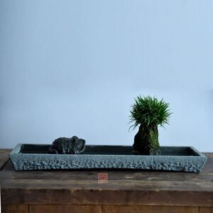 天然青石上水石底座盆整块枯山水底盆吸水假山水盆景浅盆古典石头