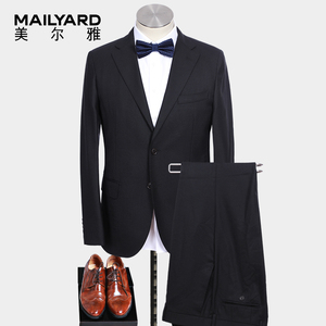 MAILYARD/美尔雅西服套装 春夏薄款羊毛商务男士黑色正装西服 411