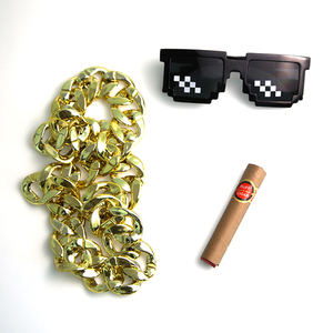 土豪仿真大金链子网红社会人塑料抖音男粗夸张道具墨镜假合金项链