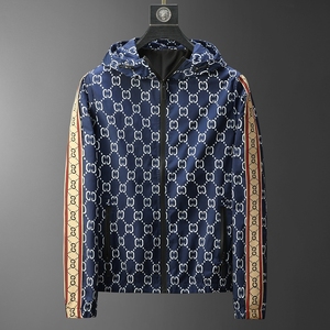 欧洲站2022秋季新款男士酷奇印花休闲连帽夹克外套大码修身青年潮