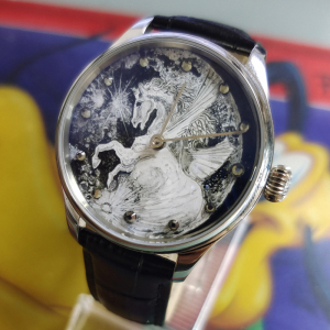 掐丝微绘珐琅表盘七宝烧手绘天马星座施华洛水晶刻度机械手卷手表