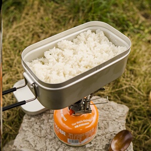 可当锅加热的饭盒带蒸架蒸格户外野营加厚便当盒露营多功能煮饭锅