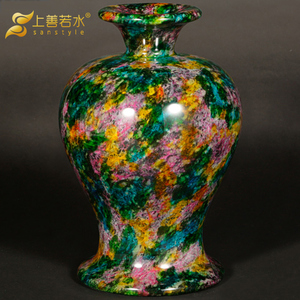 【清仓】上善若水 台湾七彩玉花瓶摆件高端七彩玉石工艺品5034