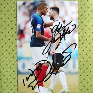 2020巴萨 梅西 姆巴佩 c罗亲笔签名照片 合影亲签照 定制明星周边