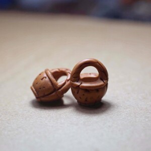桃篮 宝宝 野生毛桃核雕刻精品小筐挂件水桶纯手工小桃蓝成人