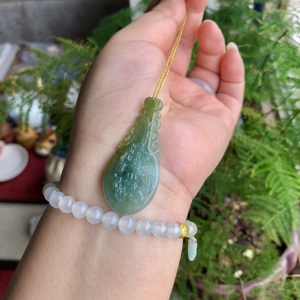 钰涧坊 缅甸天然翡翠a货蓝加黄双色知音玉石吊坠挂件特价