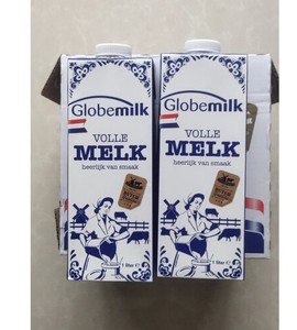 荷兰原装进口 荷高（Globemilk） 全脂纯牛奶1L*12盒荷高全脂牛奶