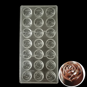 2066立体玫瑰花形巧克力模具 果冻布丁模具 diy模具 透明硬塑料