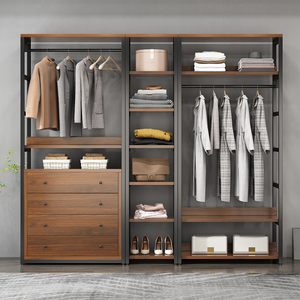 步入式衣帽间组合衣柜卧室落地轻奢多功能开放式收纳置物挂衣架