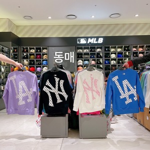 mlb官方旗舰店天猫mlb官方 男女情侣卫衣宽松套头ny复古老花运动