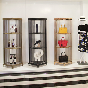 高端创意陈列精品展示柜服装皮具鞋子橱窗展示架不锈钢玻璃轻奢