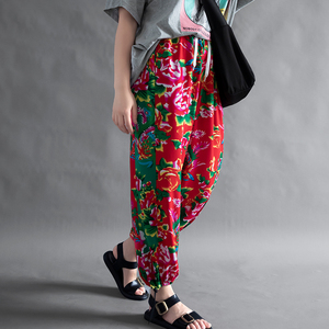东北网红大花裤子女 炸街嘻哈束脚裤 宽松原宿风潮流运动休闲卫裤