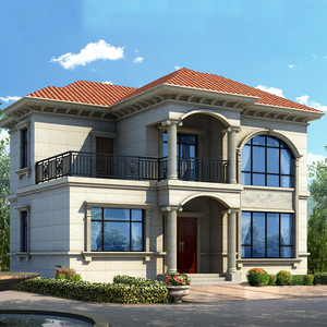 285二层小别墅设计图纸欧式效果图楼房屋建筑全套100平农村自建房