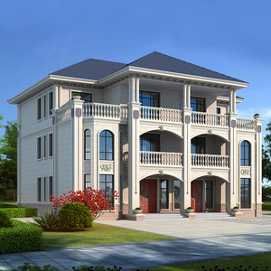 3244兄弟双拼三层别墅设计图纸新款豪华联排欧式农村自建房效果图