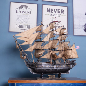 仿古一帆风顺帆船宪法号模型客厅酒柜装饰工艺品木质船摆件