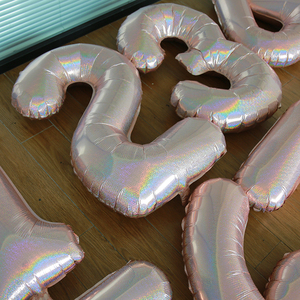 40寸数字美版镭射玫瑰金商场公司结婚周年庆周岁生日派对气球布置