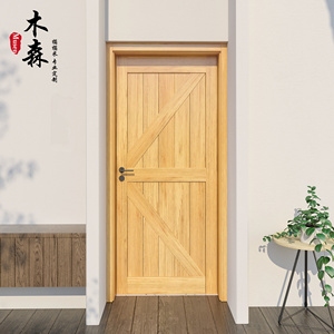 日式纯实木平开门民宿复古室内门卧室厨房网红门料理店原木门定制