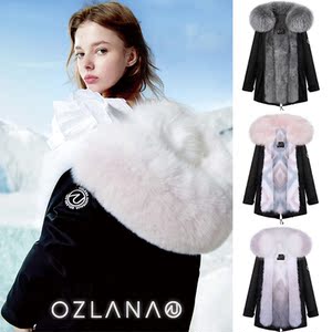 澳洲ozlana黑色外壳皮毛一体中长款皮草派克服男女同款2021冬新款