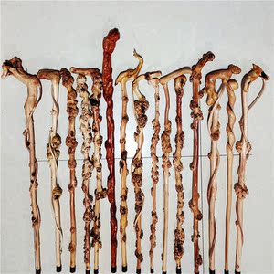 黑果木拐杖云南天然木质实木一体老人拐棍手杖禅杖文玩山茶木缠藤