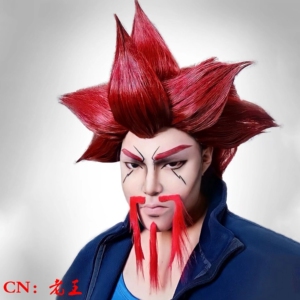 帝都动漫cosplay假发cos成龙历险记 黑虎阿福胡子红色爆炸头假毛