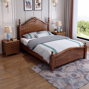 全实木床1.2米轻奢现代简约1m单人床1.35白色一米五美式1.8双人床