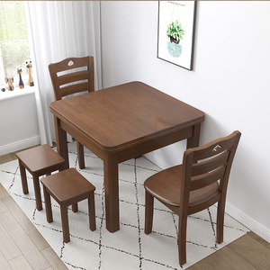 全实木餐桌家用小户型08米宽现代简约小四方桌椅组合4人吃饭桌子