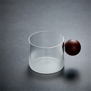 手工耐热玻璃茶杯创意个性品茗杯实木把手带耳杯日式功夫茶具
