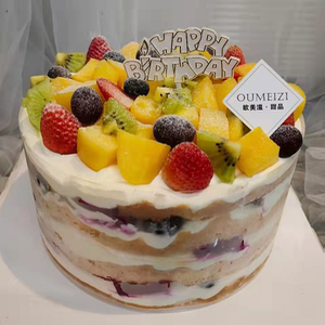 裸蛋糕北京石家庄糕点胶州6英寸水果巧克力动物奶生日蛋糕店配送